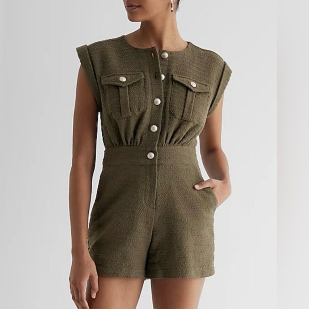 Express Olive green cotton romper , size 12